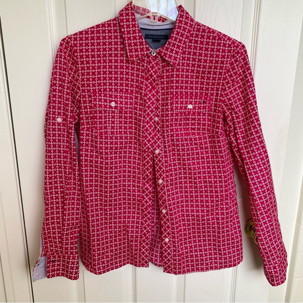 Tommy Hilfiger 💯% Cotton Pink LongSleeve Blouse M